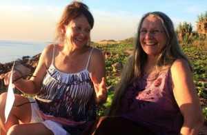 Julie and Ali - locked on to their van to halt woodsides destruction of country