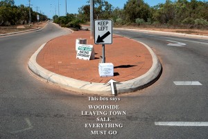 Woodside leaving Town sign