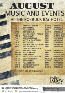 Roey Aug 2014 Music Lineup