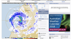 Radar image of Cyclone Hilda surrounding Broome